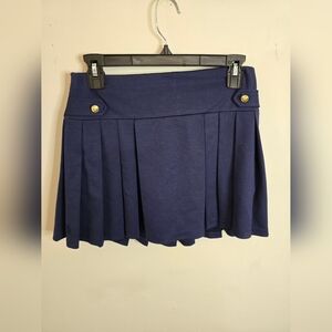 Polo by Ralph Lauren Navy Pleated Skirt with Gold Buttons